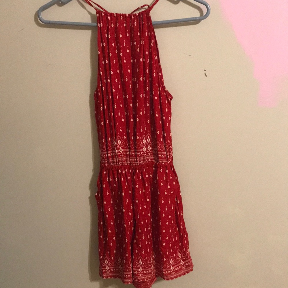 Red printed summer romper